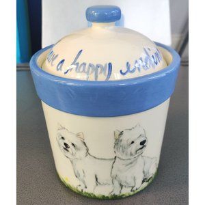 Zeppa Kent Studios West Highland White Terrier Cookie Jar Canister Signed 6-7x9"